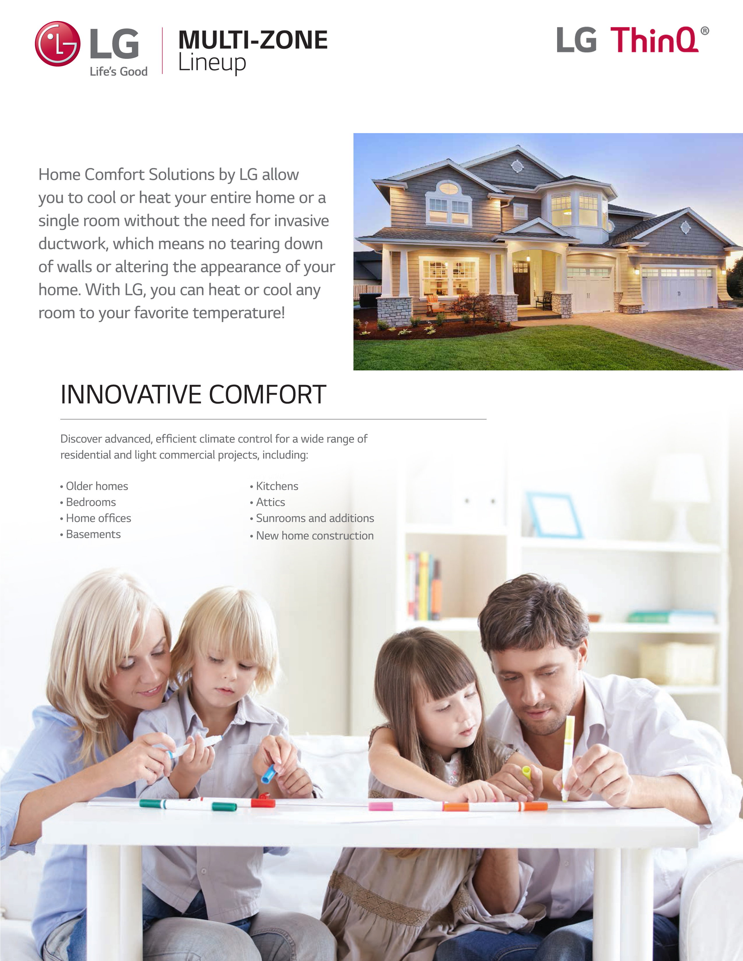 Mini Split Multi 2 Zone LG up to 22.5 SEER Heat Pump System LMU180HV x 2 Wall Mount or Ceiling Cassette (T)